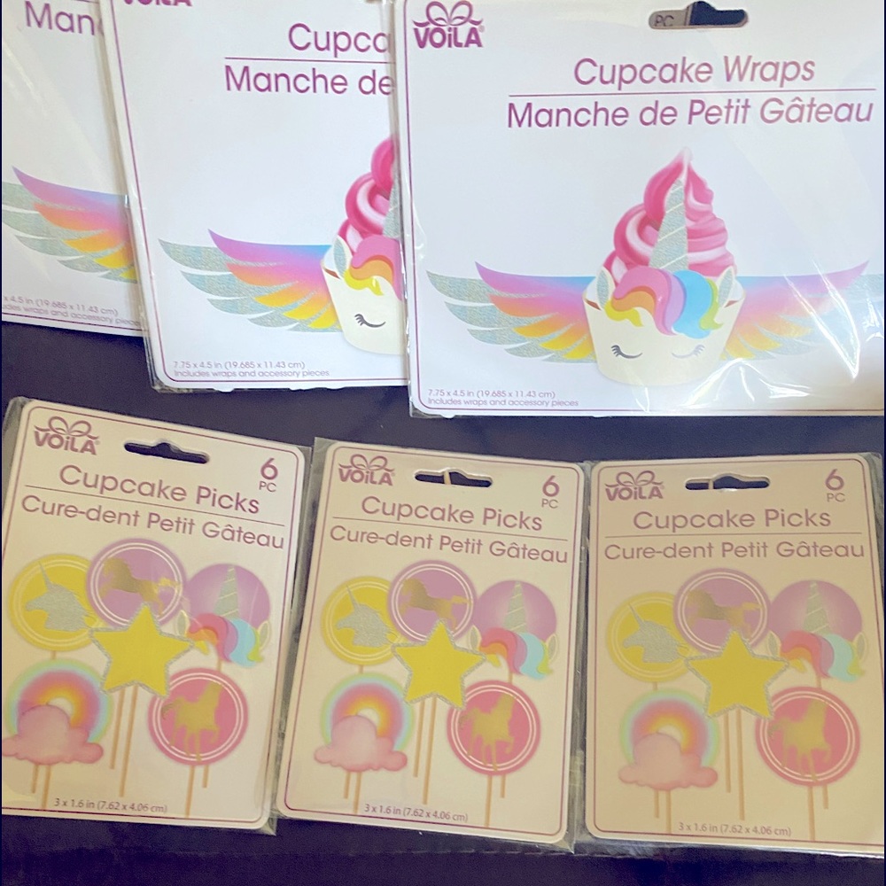 Unicorn Cupcake Wrappers & matching Cupcake picks